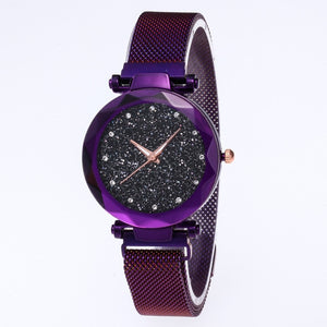 Purple Vibrato Starry Sky Magnetic Watch