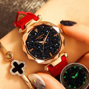 Starry Sky Multicolor Leather Wristwatch