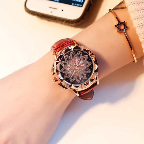 Crystal Flower Casual Dress Wristwatch