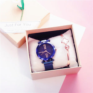 Rose Gold Starry Sky Magnetic Wristwatch