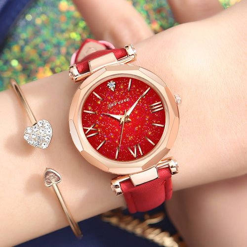 Rose Gold Minimalism Starry Sky Magnet Buckle Fashion Wristwatch