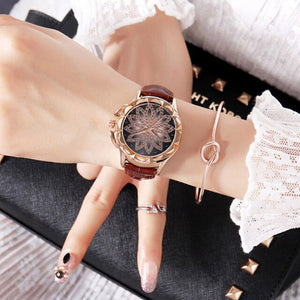 Multicolor Casual Crystal Dress Wristwatch Leather